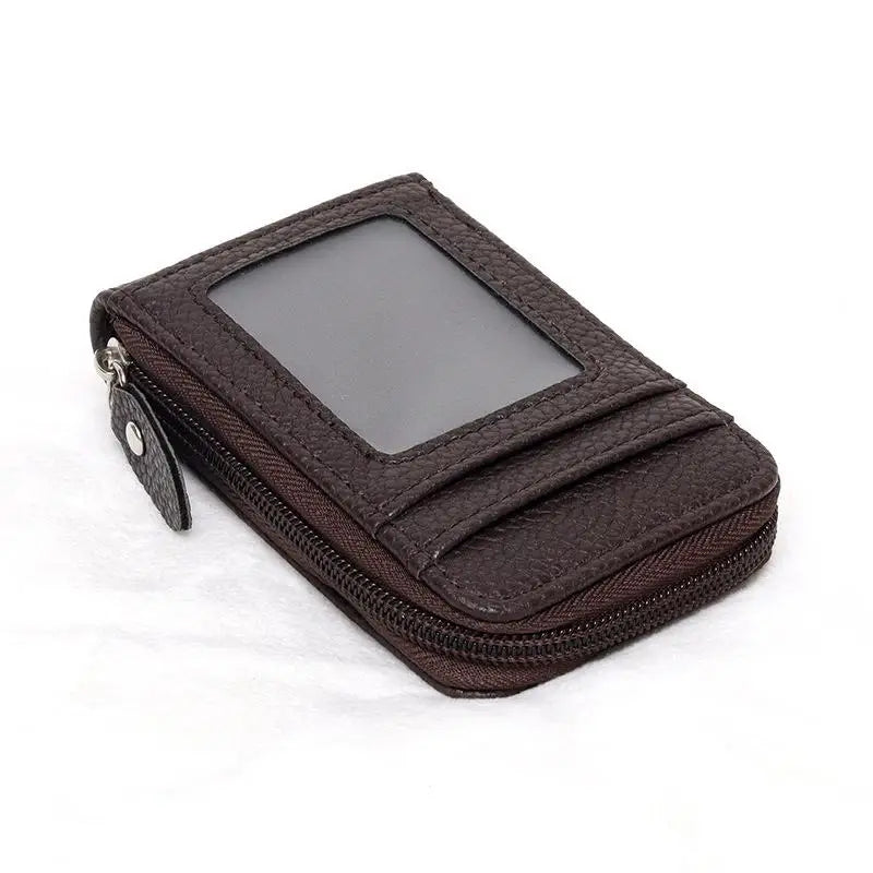 JETTING PU Leather Zipper Card Holder Wallet with ID Window