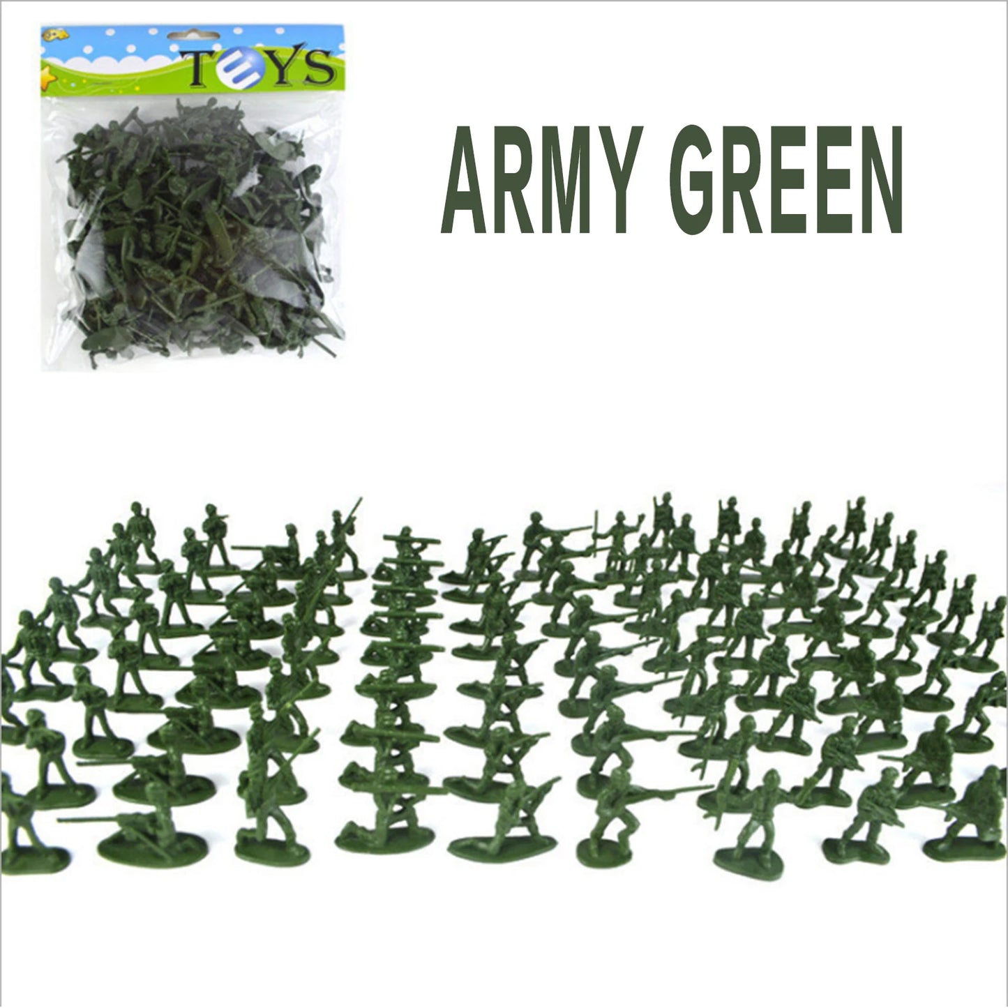 Military Battle Group Bucket 3 Colors Optional Toy Army Soldiers in 12 Designs for Kids Boys and Girls Peaceful Pleasures Health and Wellness Army Green