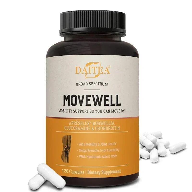 Joint Health Supplement - Glucosamine Chondroitin W/ MSM Hyaluronic Acid MoveWell Peaceful Pleasures Health and Wellness 120 count-1 bottle