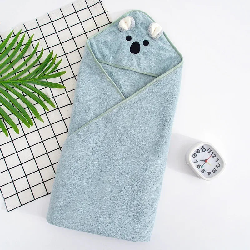 Hooded Baby Bath Towel | Soft Velvet Newborn Swaddle Blanket