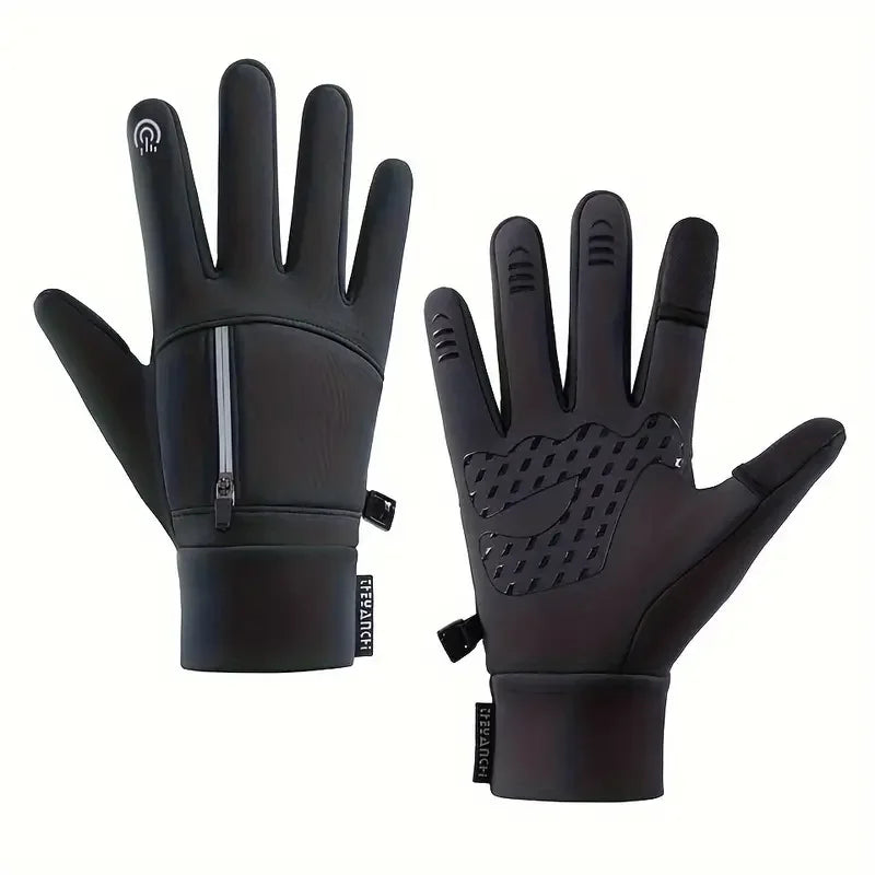 1 Pair Outdoor Sports Gloves, Waterproof Windproof Padded Warm Two-Finger Touch Screen Gloves For rRiding, Fishing, Running Peaceful Pleasures Health and Wellness Black XL