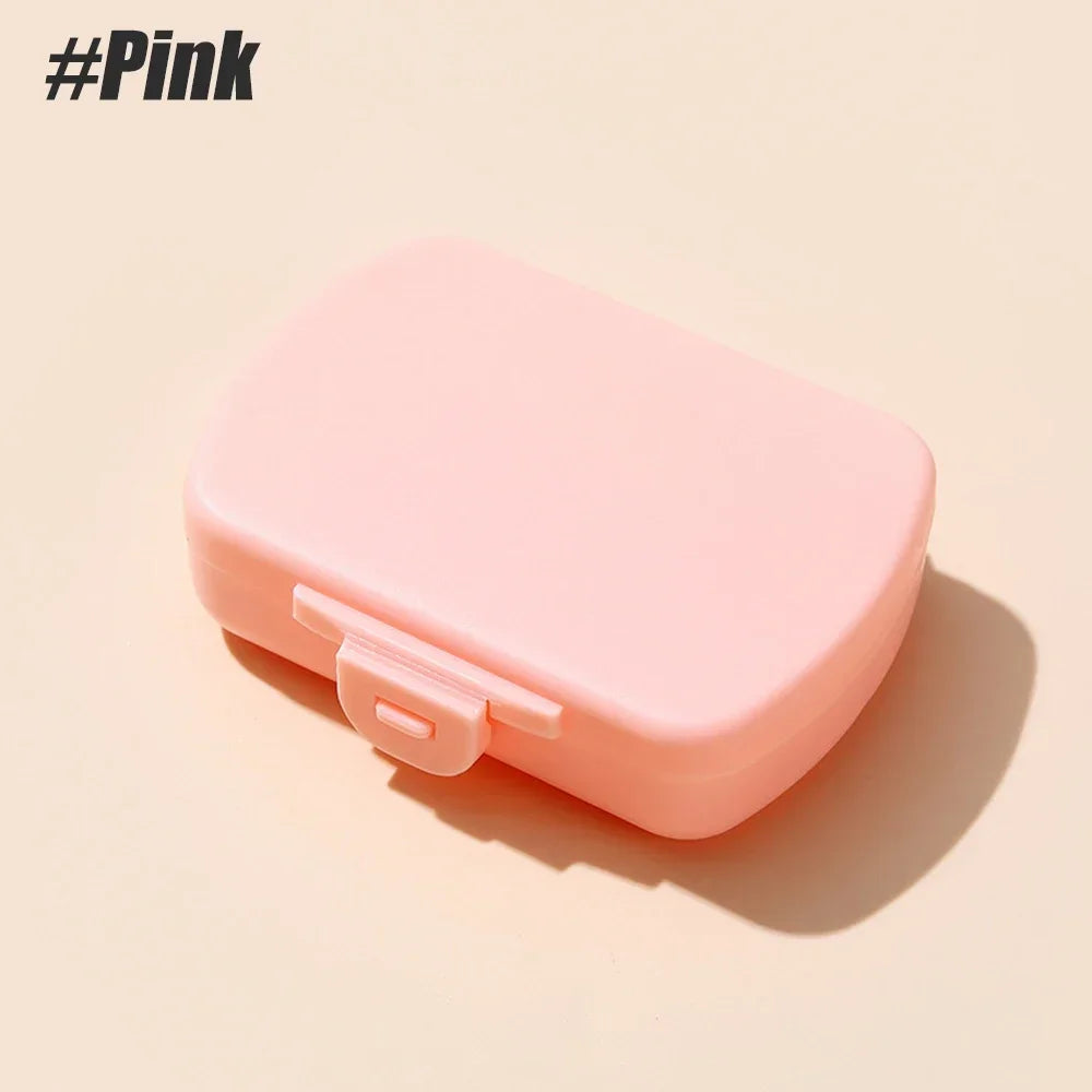 SPSPMA 1PCS Travel Pill Organizer, 6 Compartments Daily Pill Case, Portable Small Pill Box for Purse or Pocket Peaceful Pleasures Health and Wellness Pink