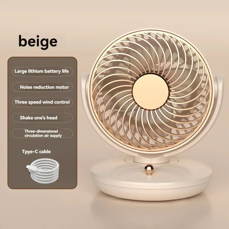 URGGU USB Rechargeable Mini Desk Fan – 3-Speed Air Circulator