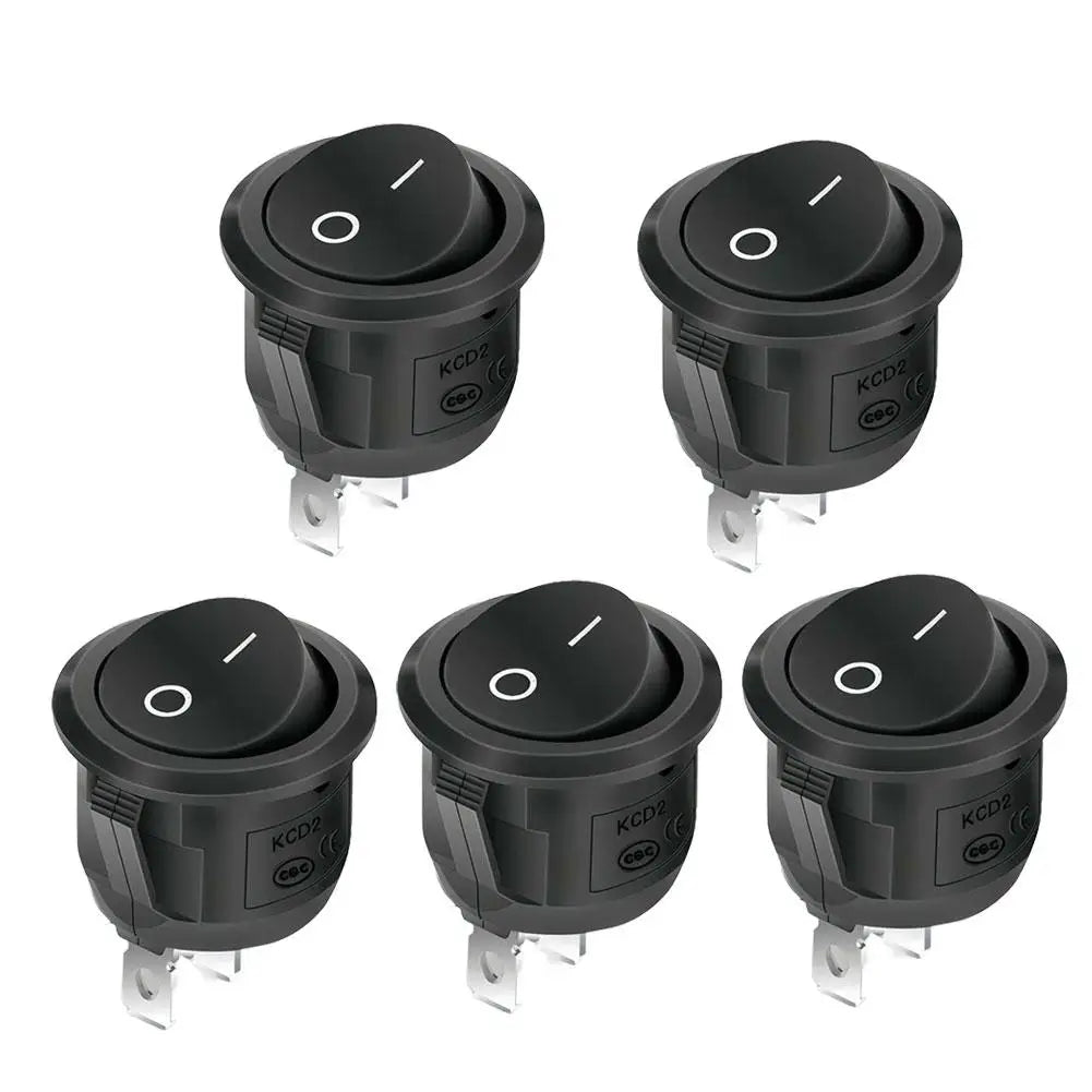 12V Round Rocker Switch AC 6A/250V 10A/125V SPST 2 Pin 2 Position On Off Toggle Switch For Car Boat Automotive RV Black Peaceful Pleasures Health and Wellness 5pcs