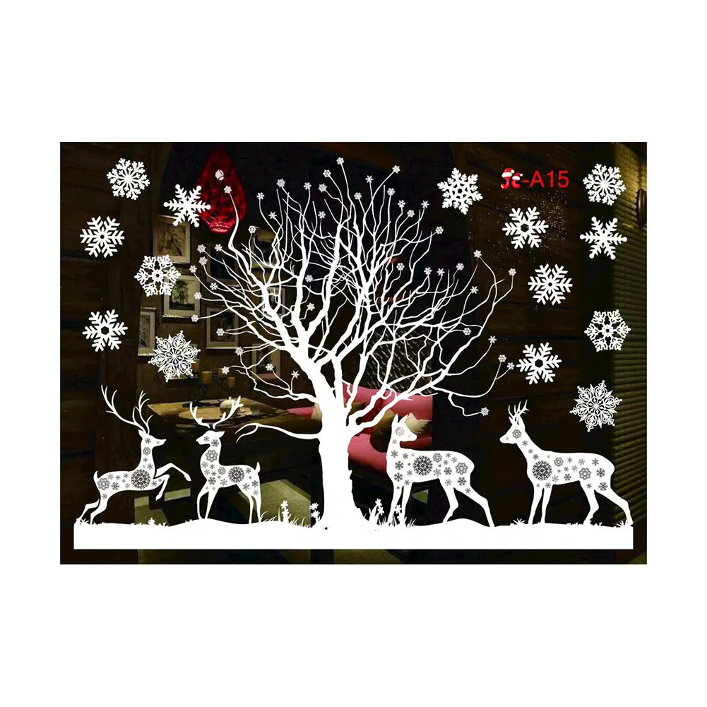 Christmas Window Clings – Snowflake & Reindeer Static Decals