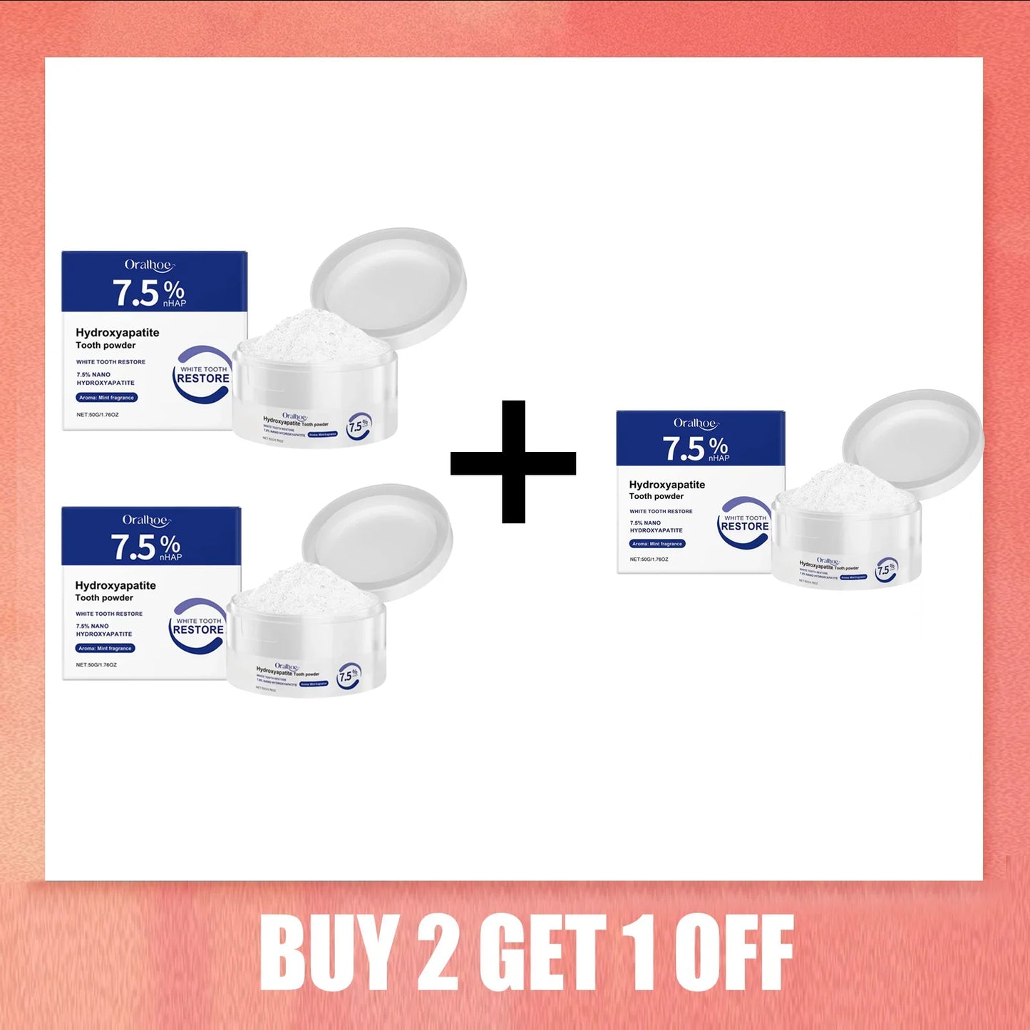 Oralhoe Teeth Whitening Powder – Plaque & Stain Removal 50g
