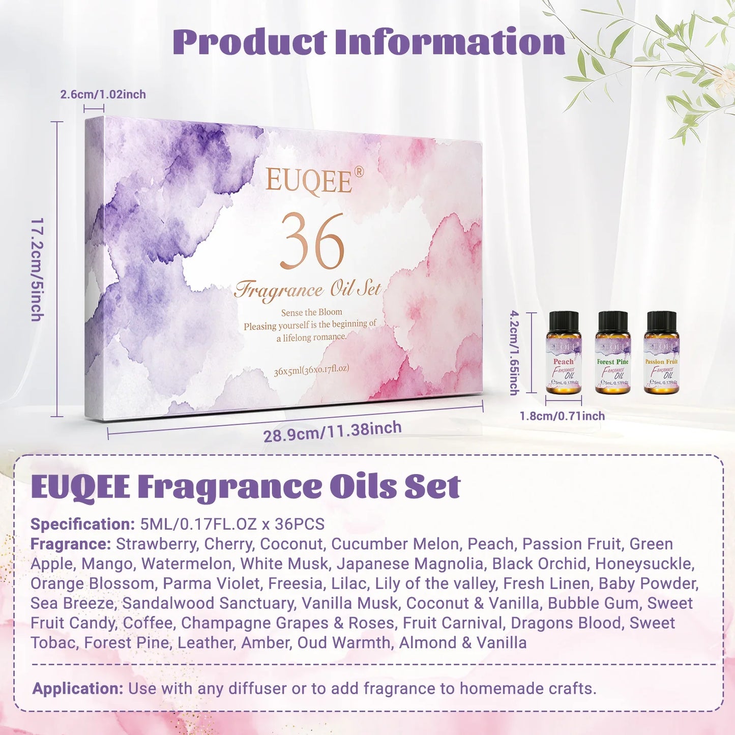 EUQEE 36-Piece Fragrance Oils Set – Candle & Diffuser Making