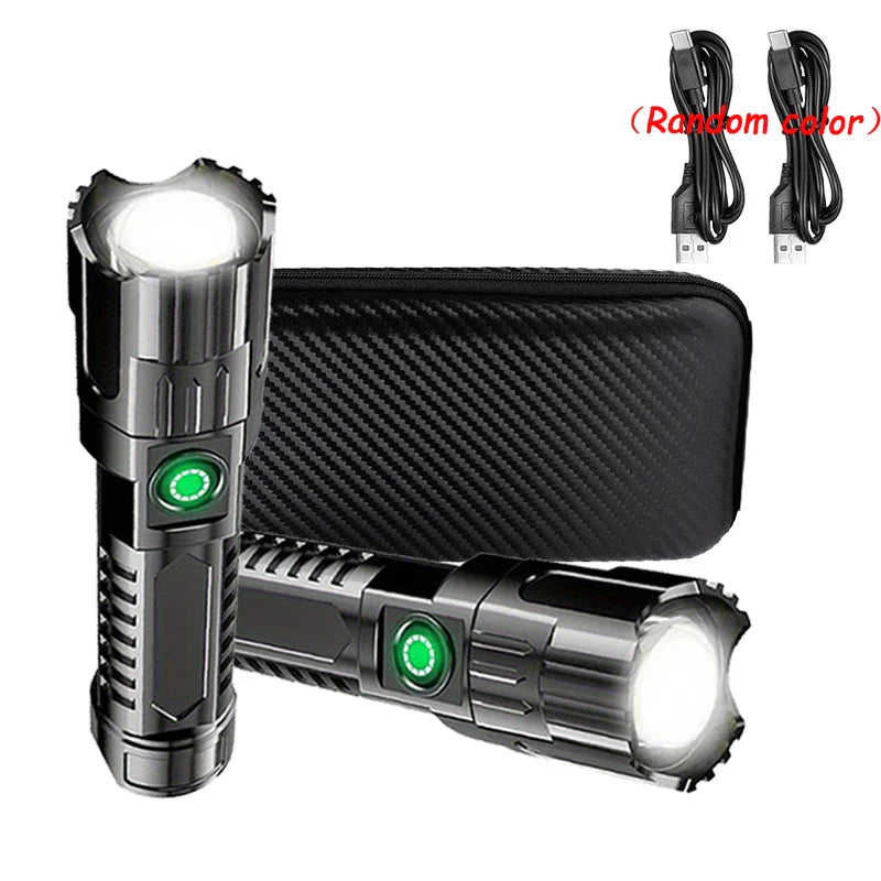 XHP50 Zoomable LED Flashlight USB Rechargeable – 3 Modes