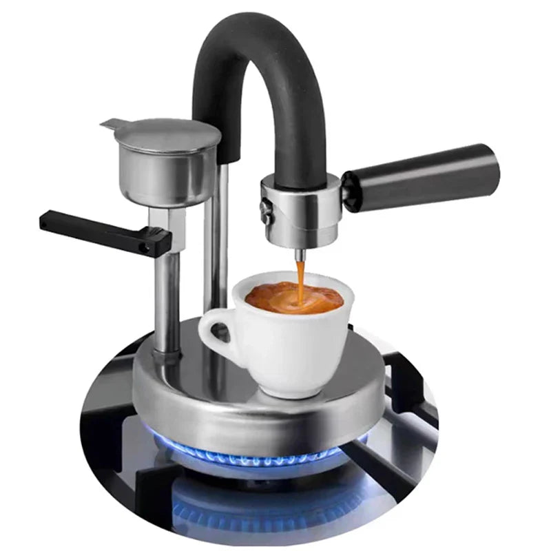Stainless Steel Stovetop Espresso Maker – Wood Handle, 30–300ml