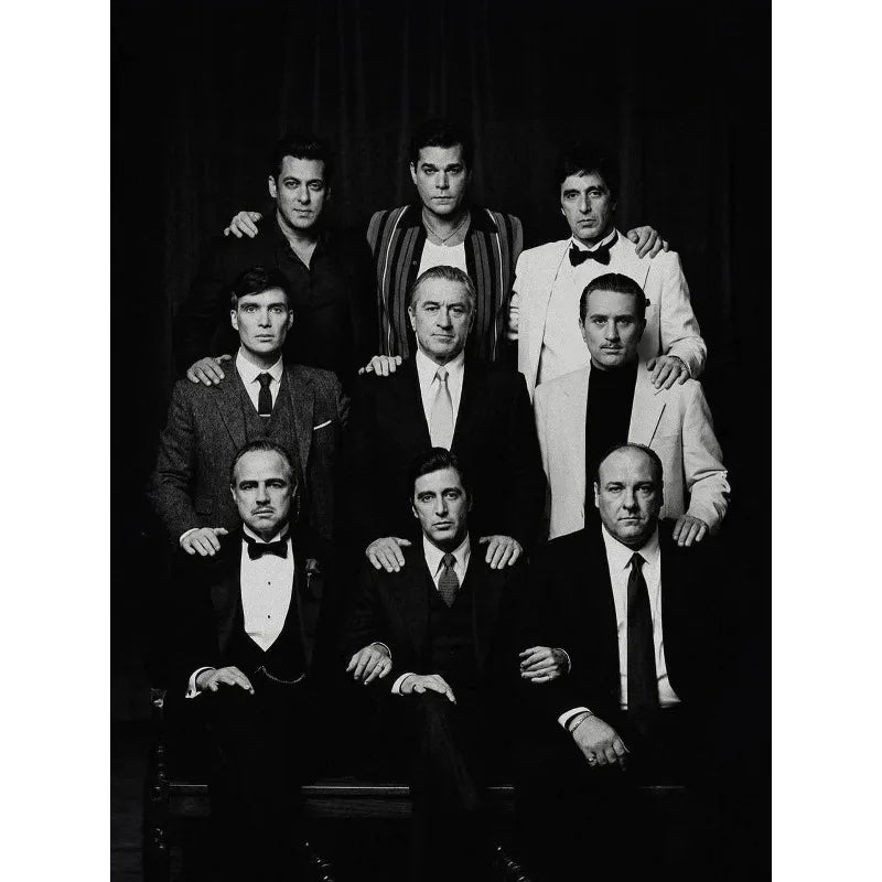 Black and White Mafia Boss Famous Gangster Character Photography Aesthetic Canvas Poster Wall Art Printed Home Decor Gift Peaceful Pleasures Health and Wellness 1 40x60cm Unframed