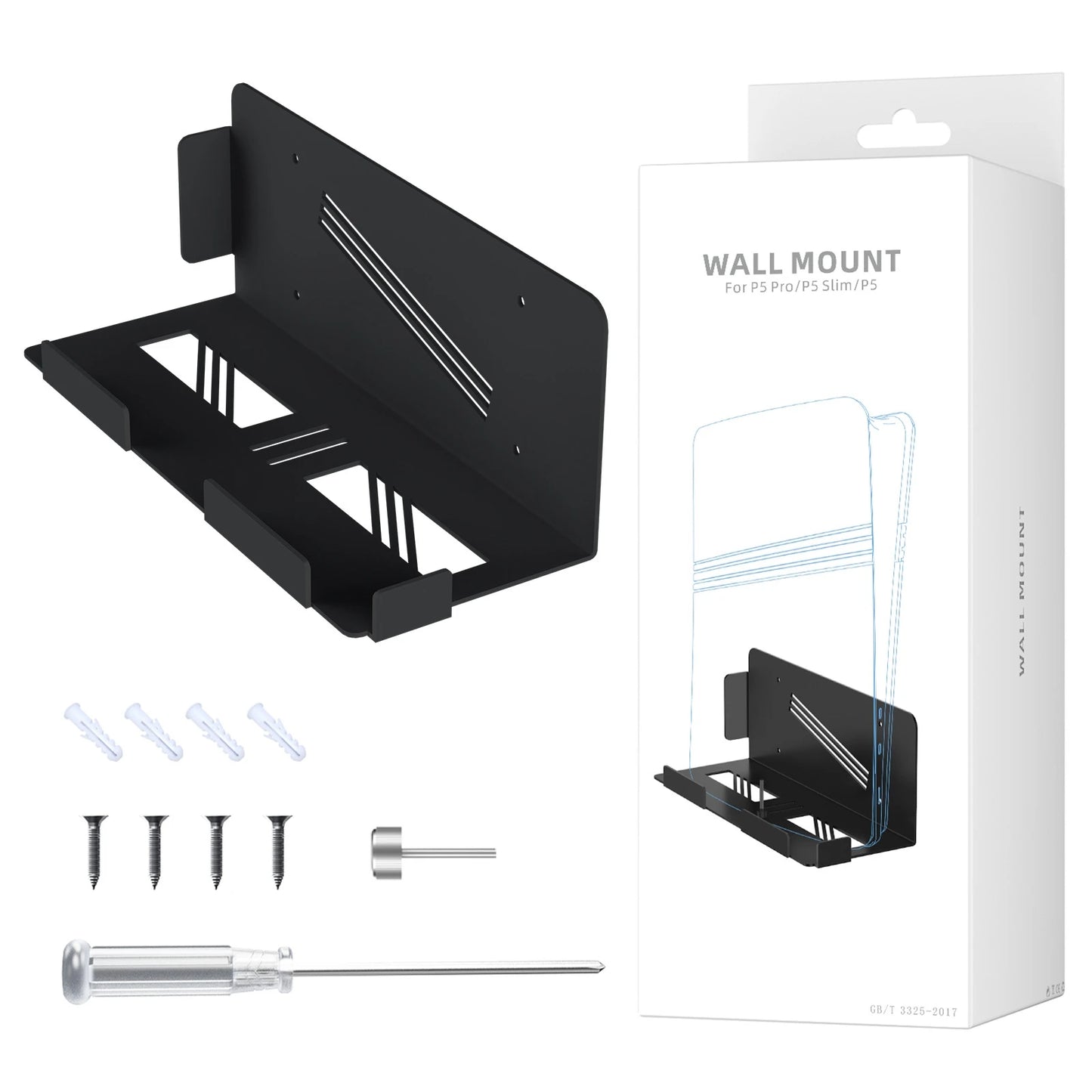 For PS5 Pro/Slim Console Wall Mount Organizer P5 Game Console Universal Wall Bracket Peaceful Pleasures Health and Wellness black