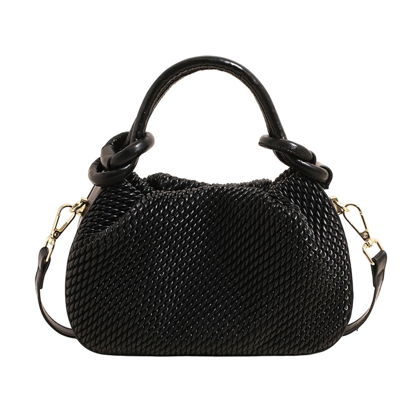 Women's Striped Handbag With Pleated Design Small Square Bag Lightweight And Stylish For Daily Use Peaceful Pleasures Health and Wellness black