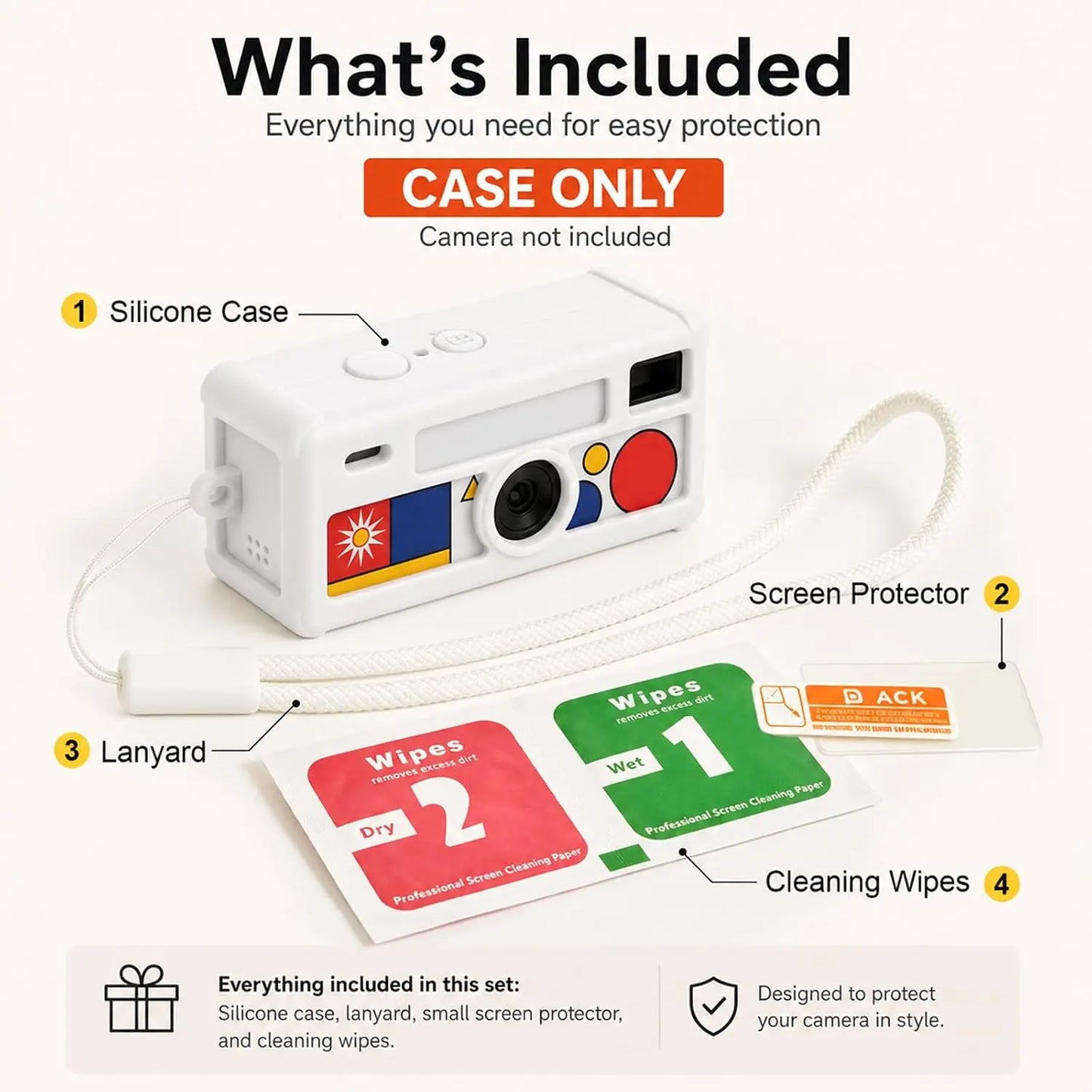 Silicone Case for Kodak CHARMERA Keychain Camera – White Cover