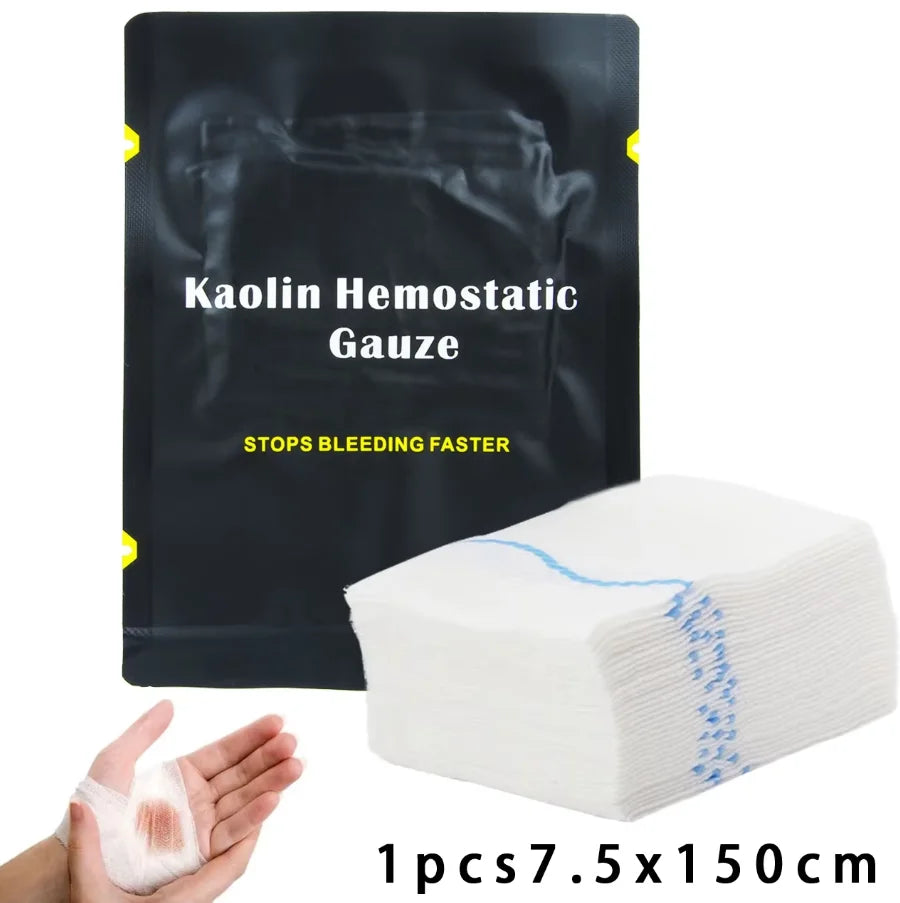 1.5/3.75M Hemostatic Kaolin Gauze Combat Emergency Trauma Z-Fold Soluble For Ifak Tactical First Aid Kit Medical Wound Dressing Peaceful Pleasures Health and Wellness 7.5x150cm