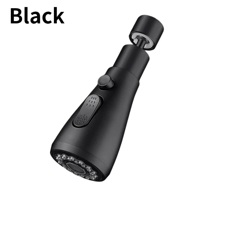 2 In 1 Kitchen Faucet Extender Universal 720° Rotate Pull Out Kitchen Tap Multi-mode Strong Flushing Booster Kitchen Accessories Peaceful Pleasures Health and Wellness black