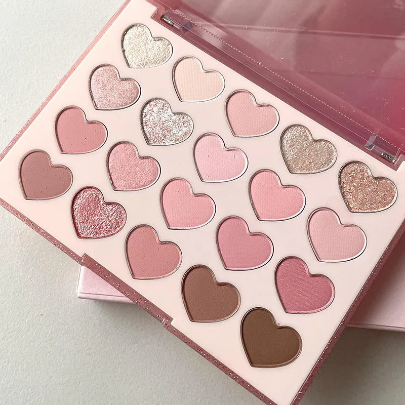 DIKALU 20-Color Heart Eyeshadow Palette – Glitter & Shimmer