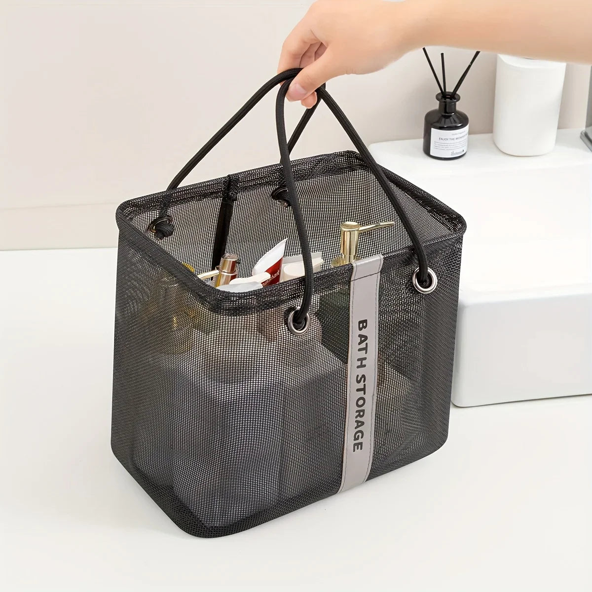 Portable Mesh Toiletry Bag – Quick-Dry Travel Shower Organizer