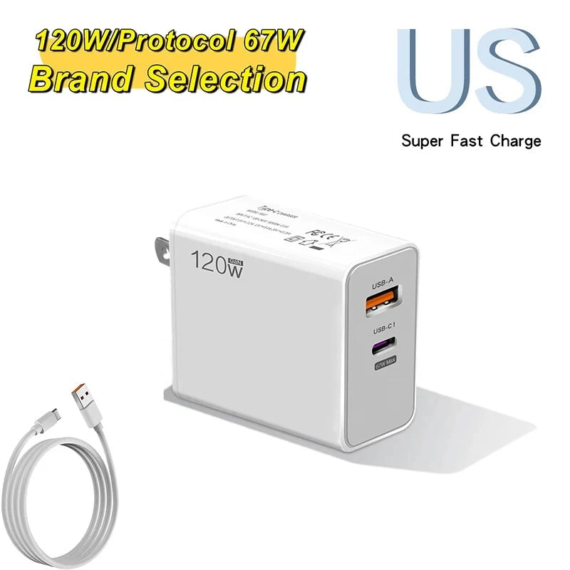 120W GaN USB-C PD Fast Charger | iPhone Samsung Multi-Port