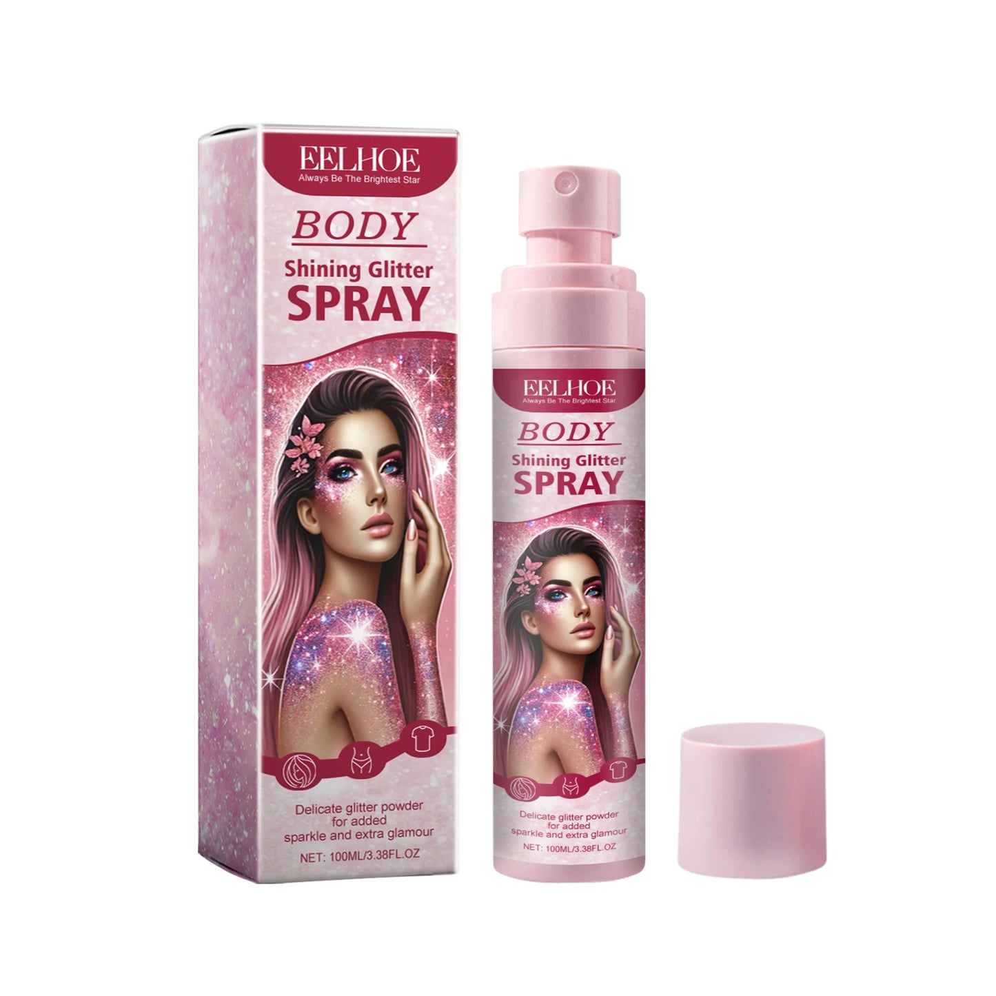 Makeup Glitter Spray Instantly Enhancing Radiance Emit Charming Radiance Quick Drying Brightening Waterproof Party Glitter Spray Peaceful Pleasures Health and Wellness 100ml Boxed