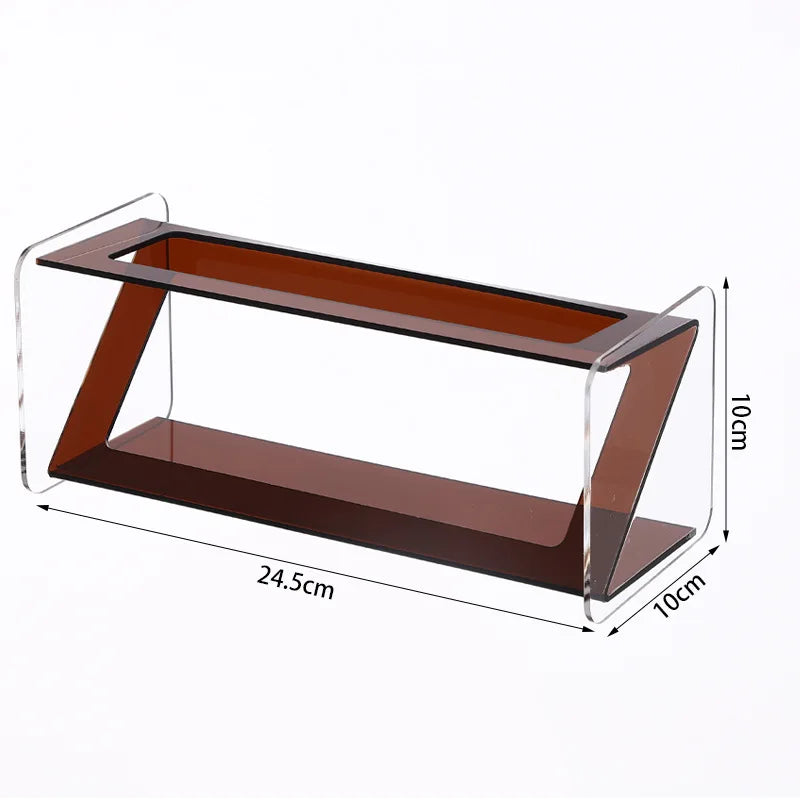 Multifunctional Clear Acrylic Desktop Remote Control Holder Adjustable Dividers for Organized Storage of Electronics Accessories Peaceful Pleasures Health and Wellness Brown