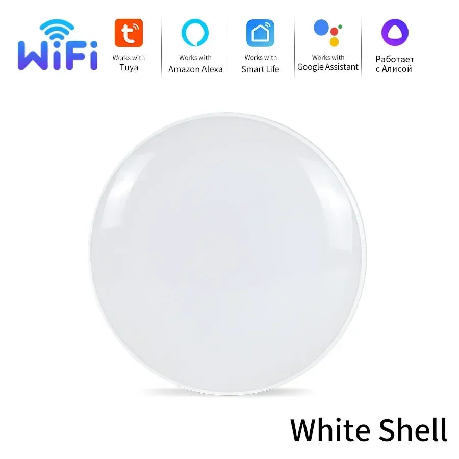 220V Tuya WiFi Smart Ceiling Light with RF 2.4G Remote Smart Life APP Alexa Google Home Voice Control 24W Round LED Ceiling Lamp Peaceful Pleasures Health and Wellness only white lamp
