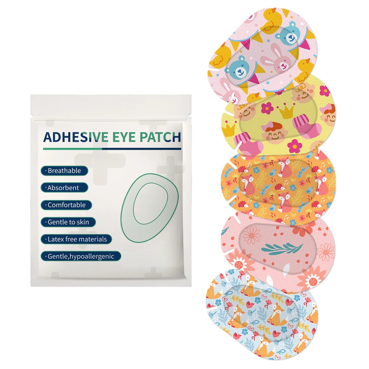 30-Pack Kids Cartoon Adhesive Eye Patches – Breathable & Sterile