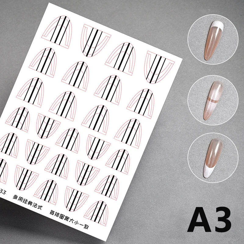 1 Sheet Transparent French Manicure Guide Stickers Strong Adhesive Nail Art Decals French Manicure DIY Stencil 3D Styling Tools Peaceful Pleasures Health and Wellness A3