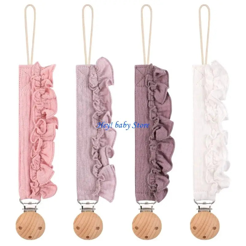 Baby Pacifier Holder Chains Lace Trim Anti-Loss 4-Pack