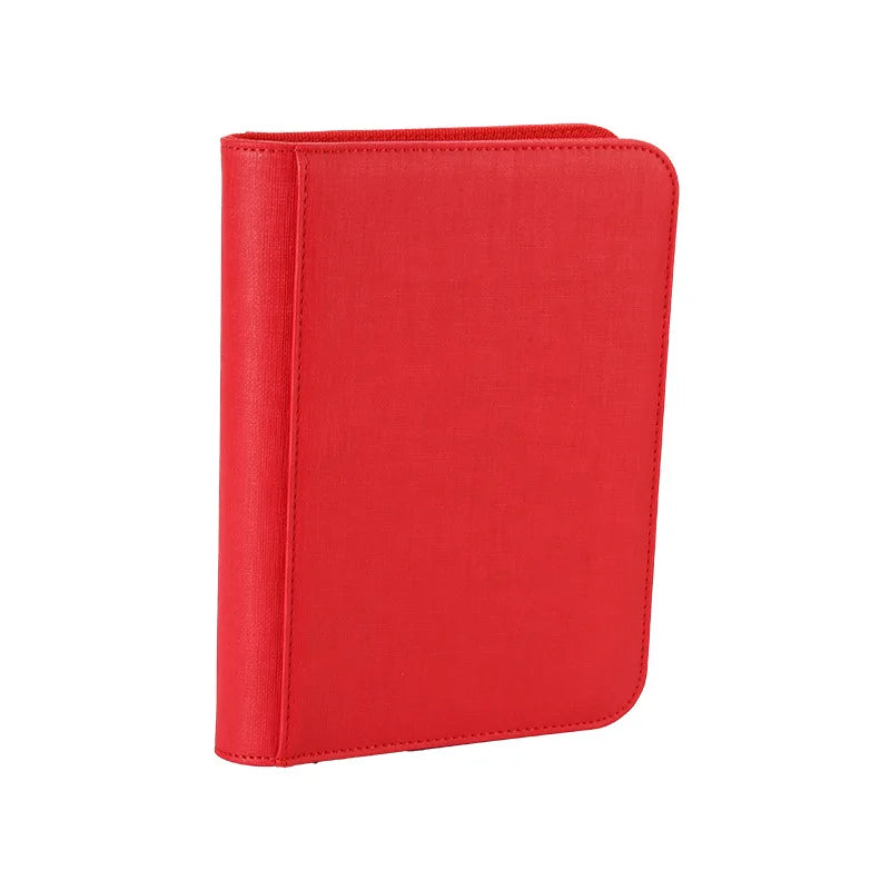 PU Leather 160 Pockets Cards Side Loading Binder TCG Game Zipper Card Album With 4 Sealed Fixed Pockets Pages For MG/PKM/FOW/YGO Peaceful Pleasures Health and Wellness Red