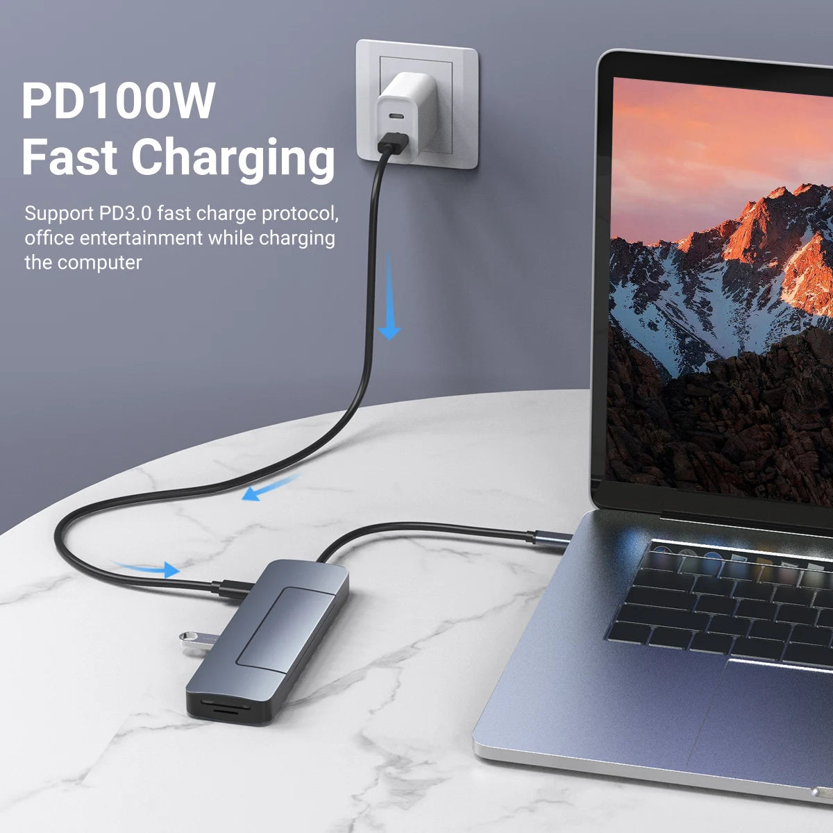 8-in-1 USB-C Hub & M.2 SSD Enclosure | 4K, PD 100W, RJ45