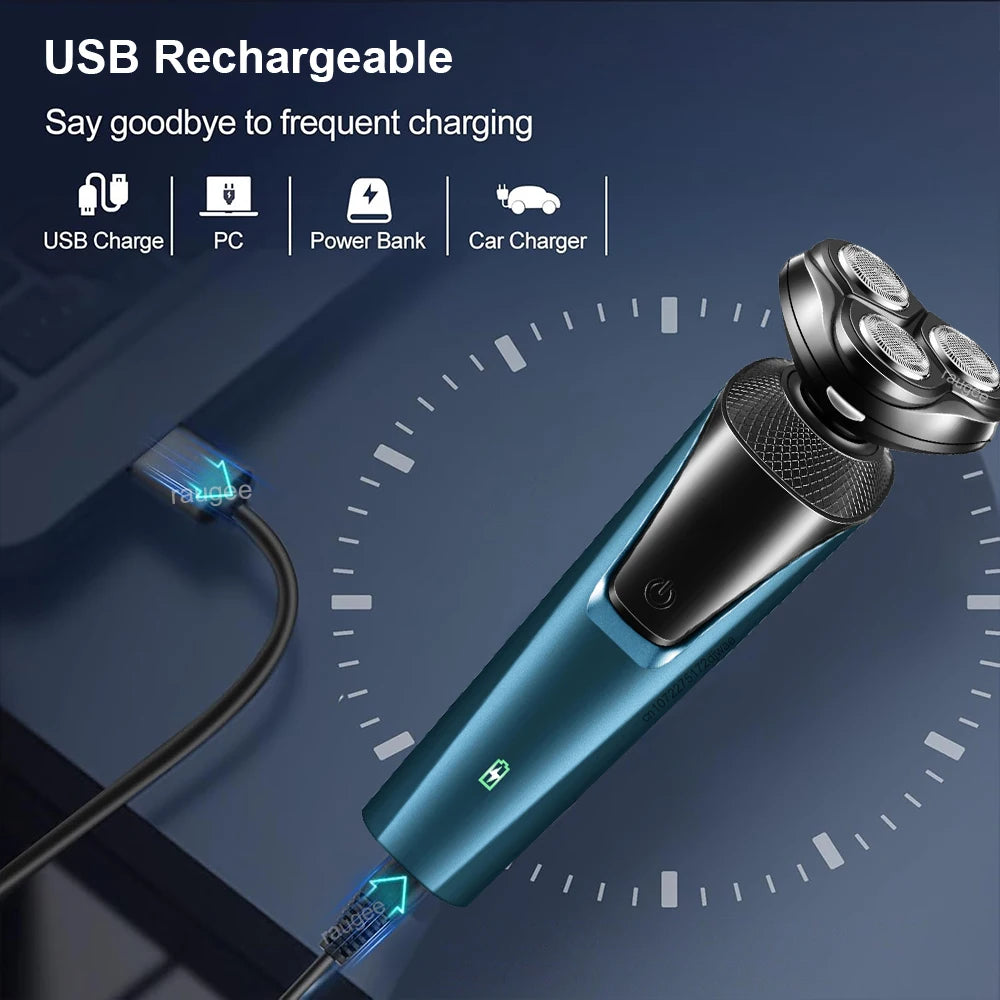 Electric Shaver for Men Facial Beard Hair Remover Chest Nose Hair Trimmer Rechargeable Portable Multifunctional Electric Razor Peaceful Pleasures Health and Wellness