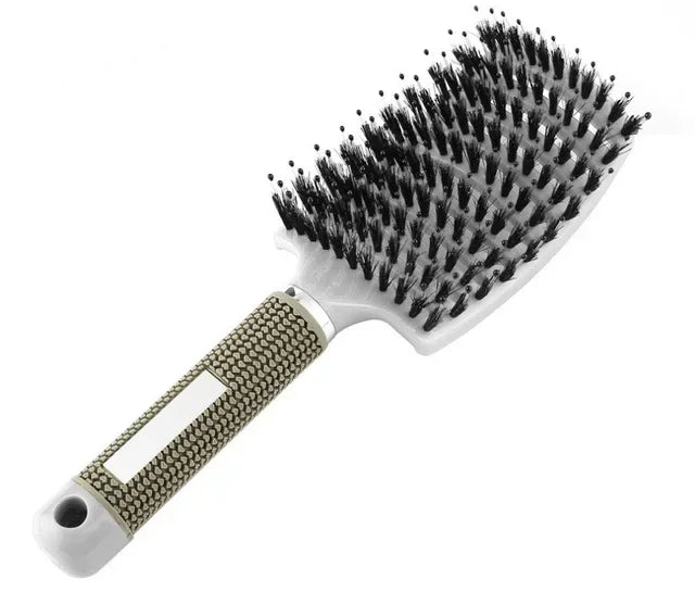 Women Detangler Hair Brush, Hairdressing Comb, Nylon Bristle, Scalp Massage, Tangle Teaser Peaceful Pleasures Health and Wellness White