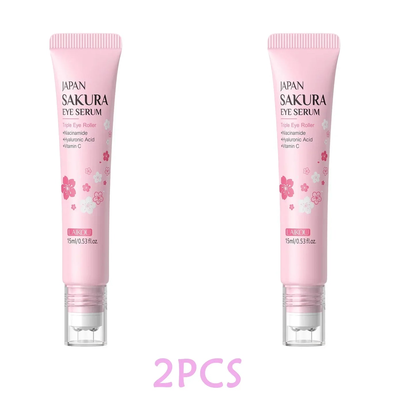 LAIKOU Sakura Eye Serum – Triple Roller, 15ml Peaceful Pleasures Health and Wellness 2pcs