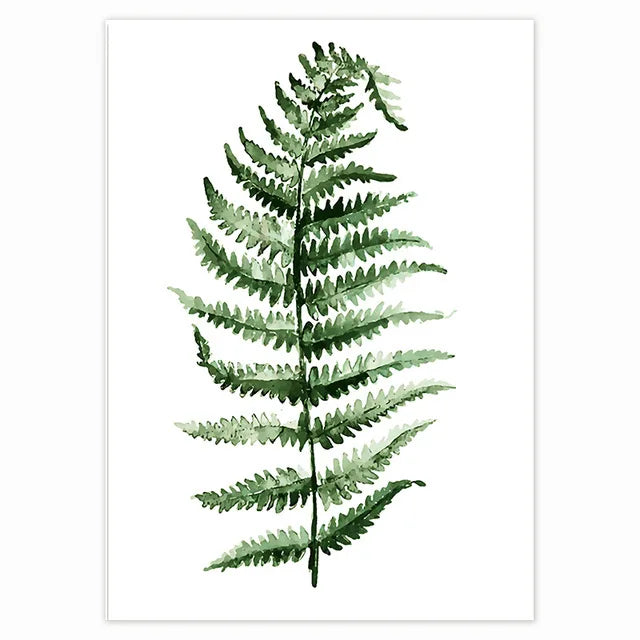 Tropical Nordic Green Leaves Canvas Wall Art | Botanical Print