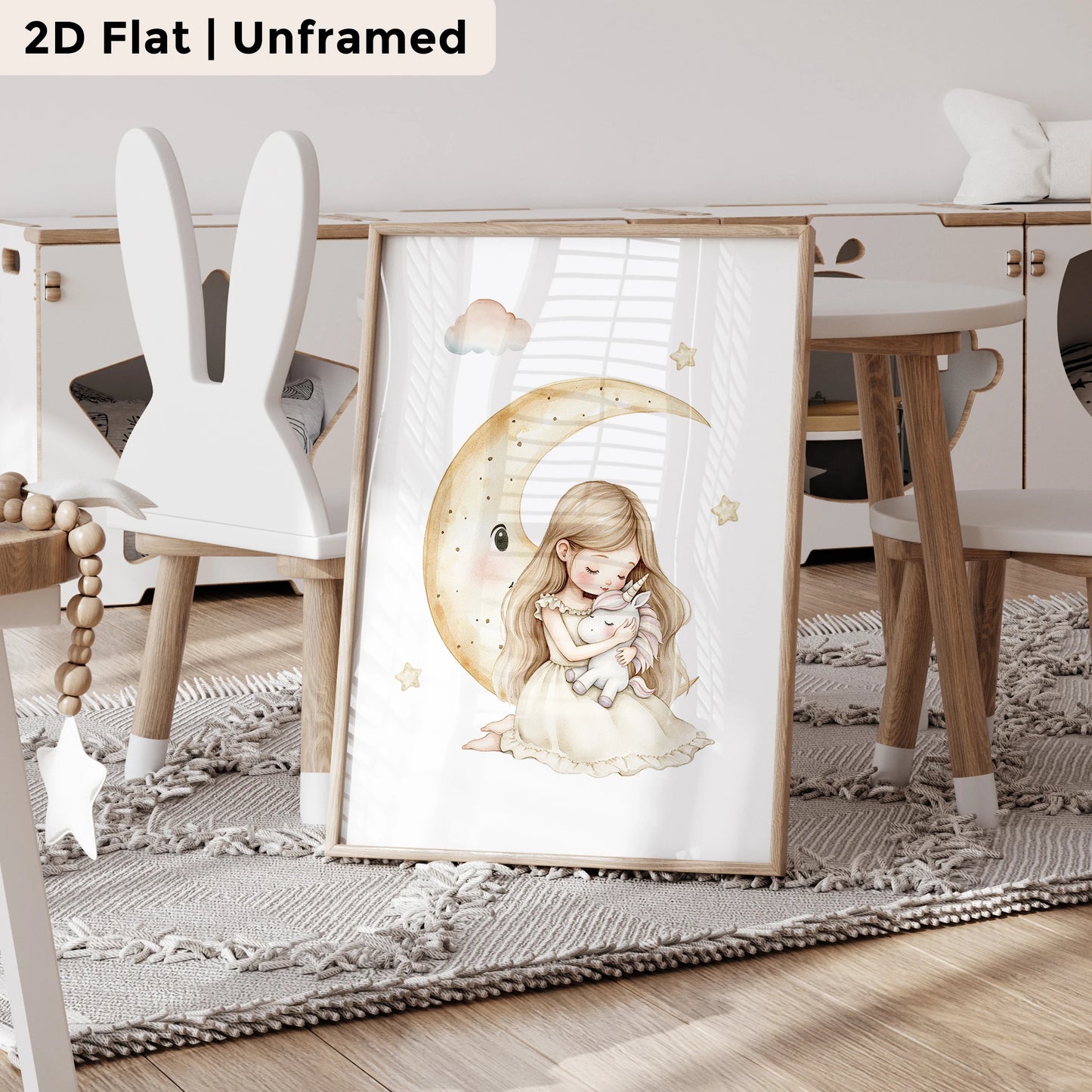 3-Piece Moon Princess Unicorn Canvas Wall Art Print Set