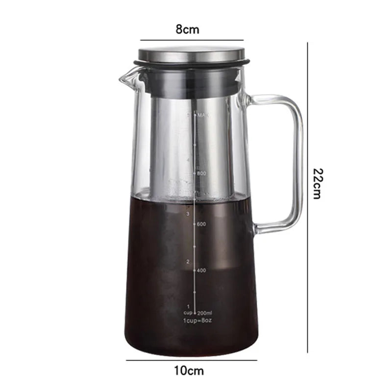 Airtight Cold Brew Iced Coffee Maker and Tea Infuser- 1.0L / 34oz Glass Carafe with Removable Stainless Steel Filter Peaceful Pleasures Health and Wellness