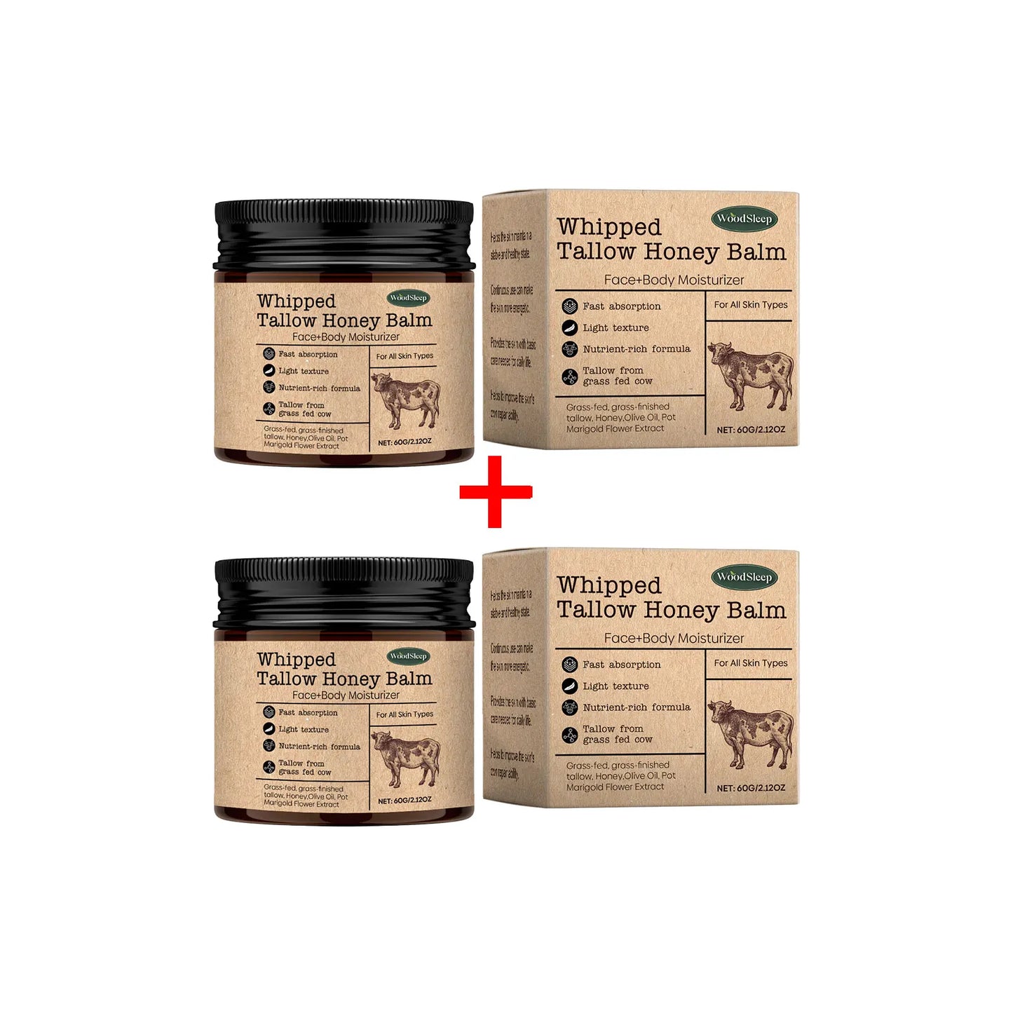 WOODSLEEP Tallow & Honey Face Balm – Moisturizing Cream 60g