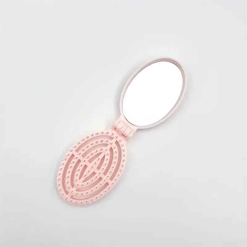 Portable Folding Hair Comb with Mirror | Travel Gift