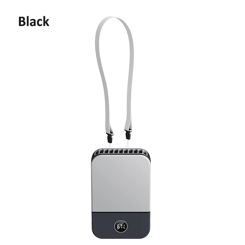 Waist Fan Portable Wearable Hanging Neck Fan USB Rechargeable Air Circulation Fan 3 Wind Speed Outdoor Bladeless Waist Clip Fan Peaceful Pleasures Health and Wellness Black