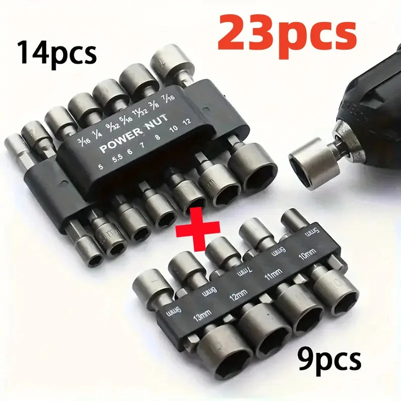 Hex Nut Driver Socket Set 9/14pc CRV Steel – 5mm to 13mm Peaceful Pleasures Health and Wellness GZ183-23pcs