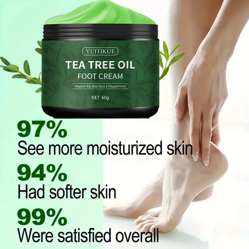 YUITIKUE Tea Tree Oil Foot Cream - Vitamin E Aloe Vera Peppermint Foot Care Moisturizing Cream for Dry Feet Peaceful Pleasures Health and Wellness
