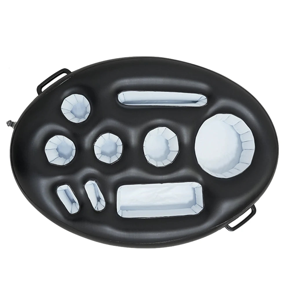 Inflatable Drinks Holder Floating Cup Holder Multifunctional Drinks Cooler Tray Leakproof Drinks Tray Floats for Summer Party Peaceful Pleasures Health and Wellness black