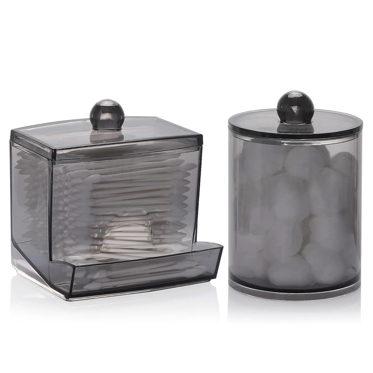 2/3-Pack Q-Tip & Cotton Ball Apothecary Jar Dispenser Set – Bathroom Organizer Containers