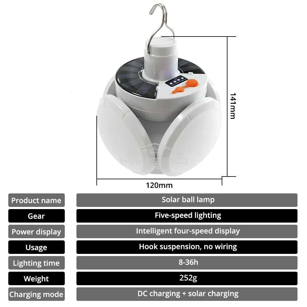 HVIERO Solar LED Hanging Lamp – IP65, 5 Modes, Remote Control