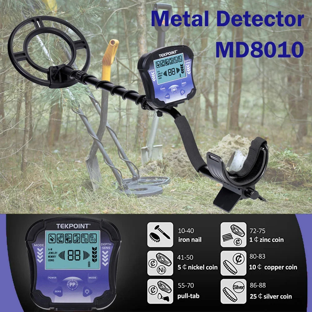 MD8010 Metal Detector Underground Gold Detector High Accuracy Metal Finder Adjustable Treasure Hunter Seeker Detector Portable Peaceful Pleasures Health and Wellness