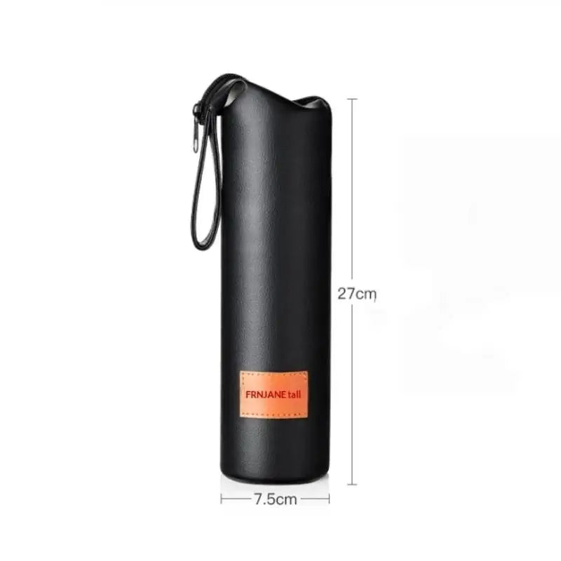 Leather Water Bottle Sleeve with Rope | Portable Cup Pouch