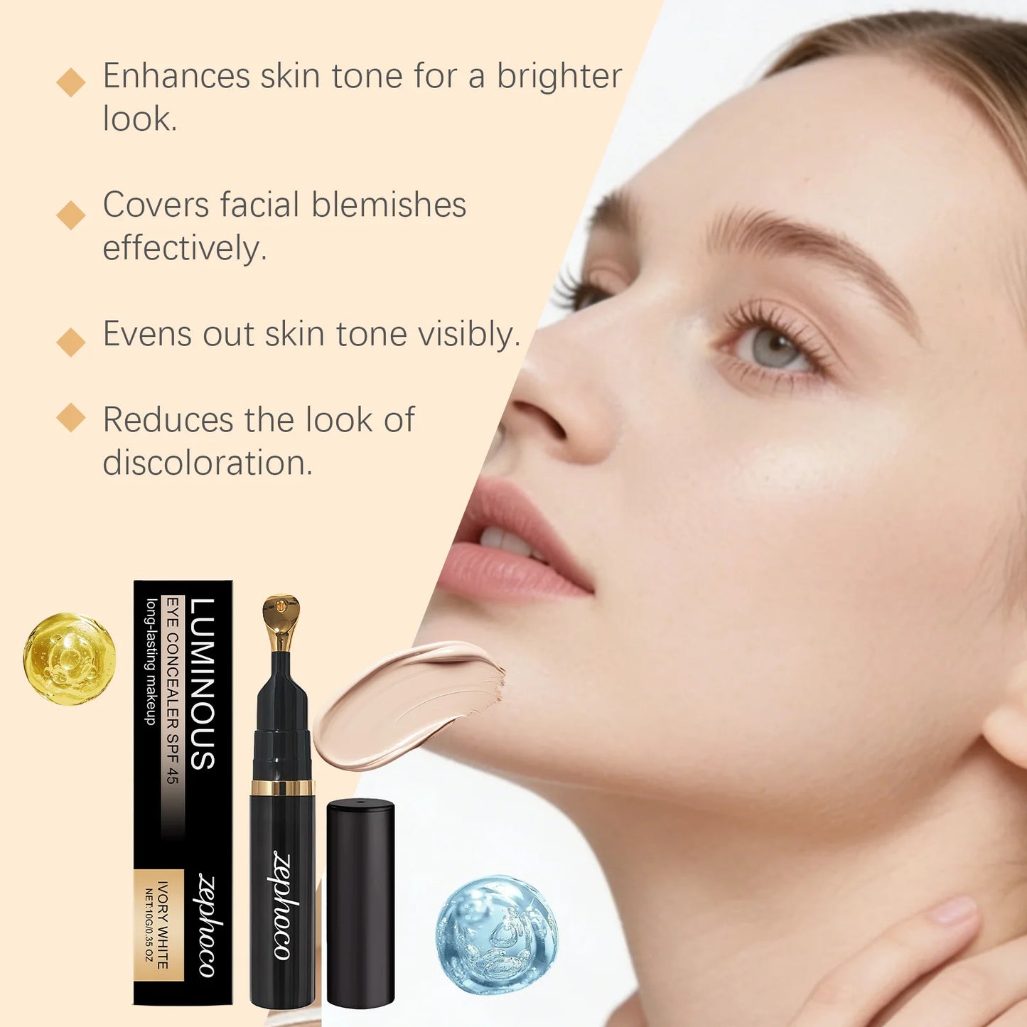 Zephoco Brightening Ivory Eye Concealer | Luminous & Hydrating