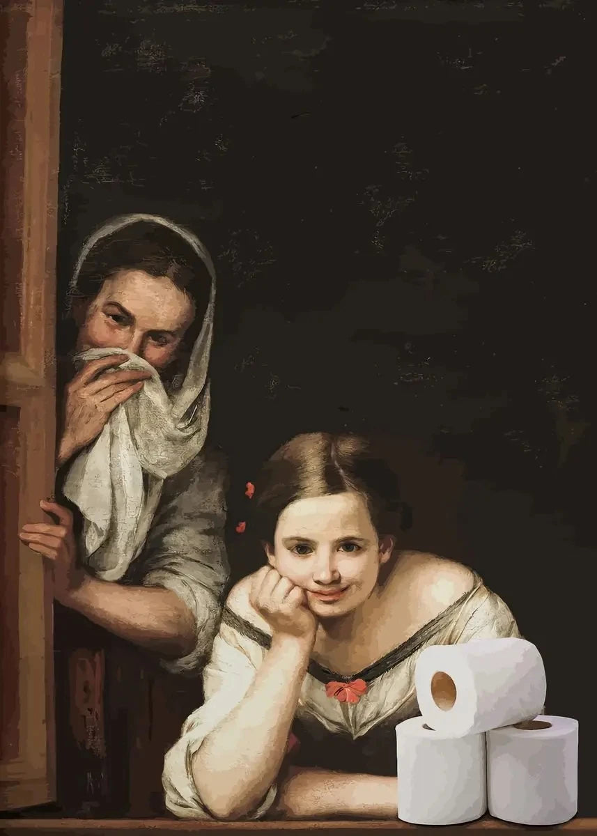 Funny Mona Lisa Bathroom Canvas Wall Art | Unframed Print