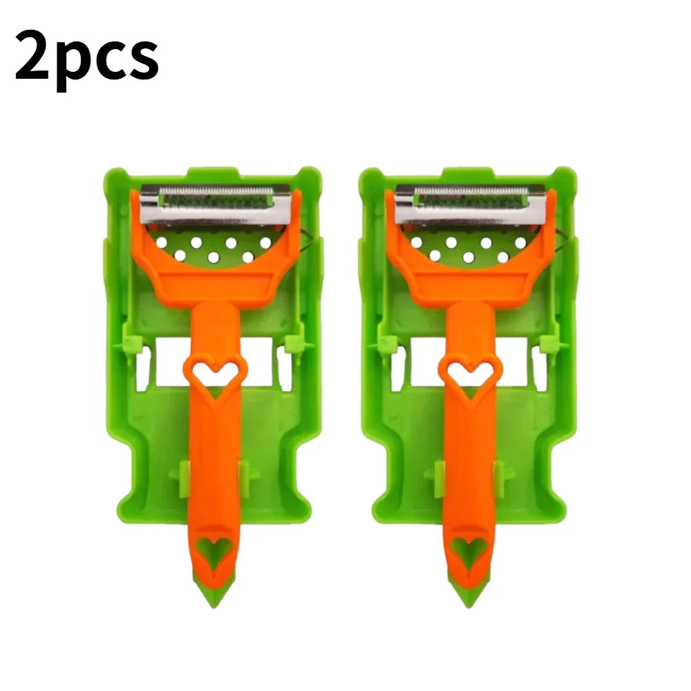 Multi Functional Fruit Vegetable Peeler 2-in-1 Fruit Slicer & Onion Chopper Tool Strips Steel Easy To Clean Kitchen Peeling Tool Peaceful Pleasures Health and Wellness 2PCS