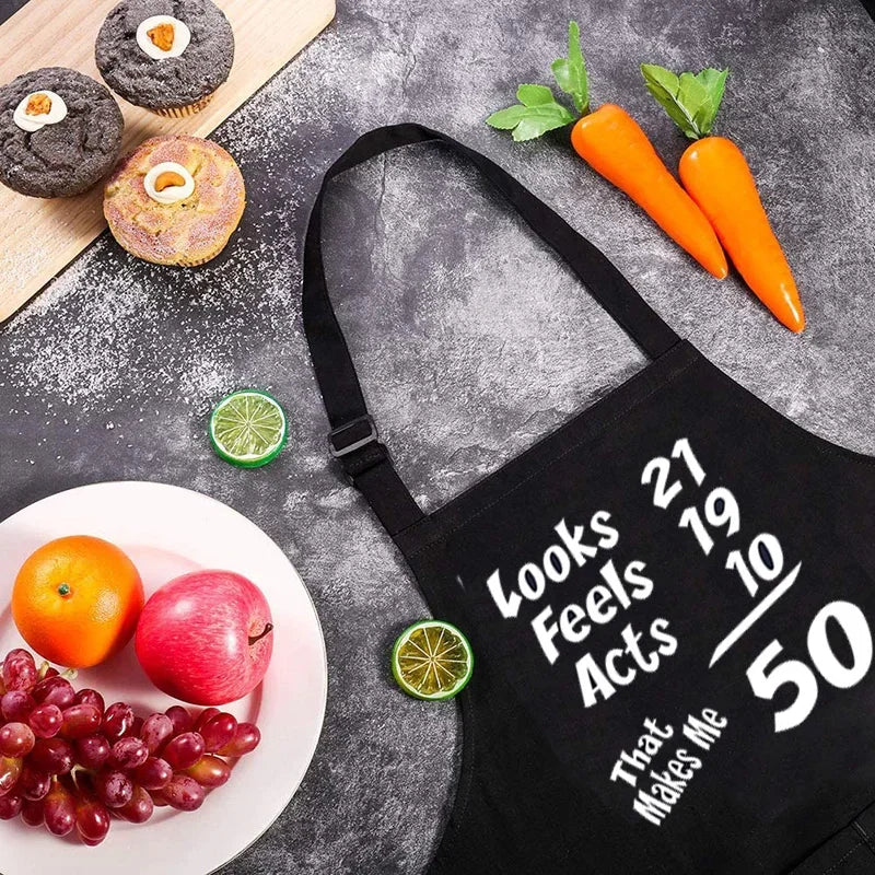 50th Birthday Novelty Apron Gift | Chef Baker Mom Dad Family Novelty Kitchen Apron Peaceful Pleasures Health and Wellness
